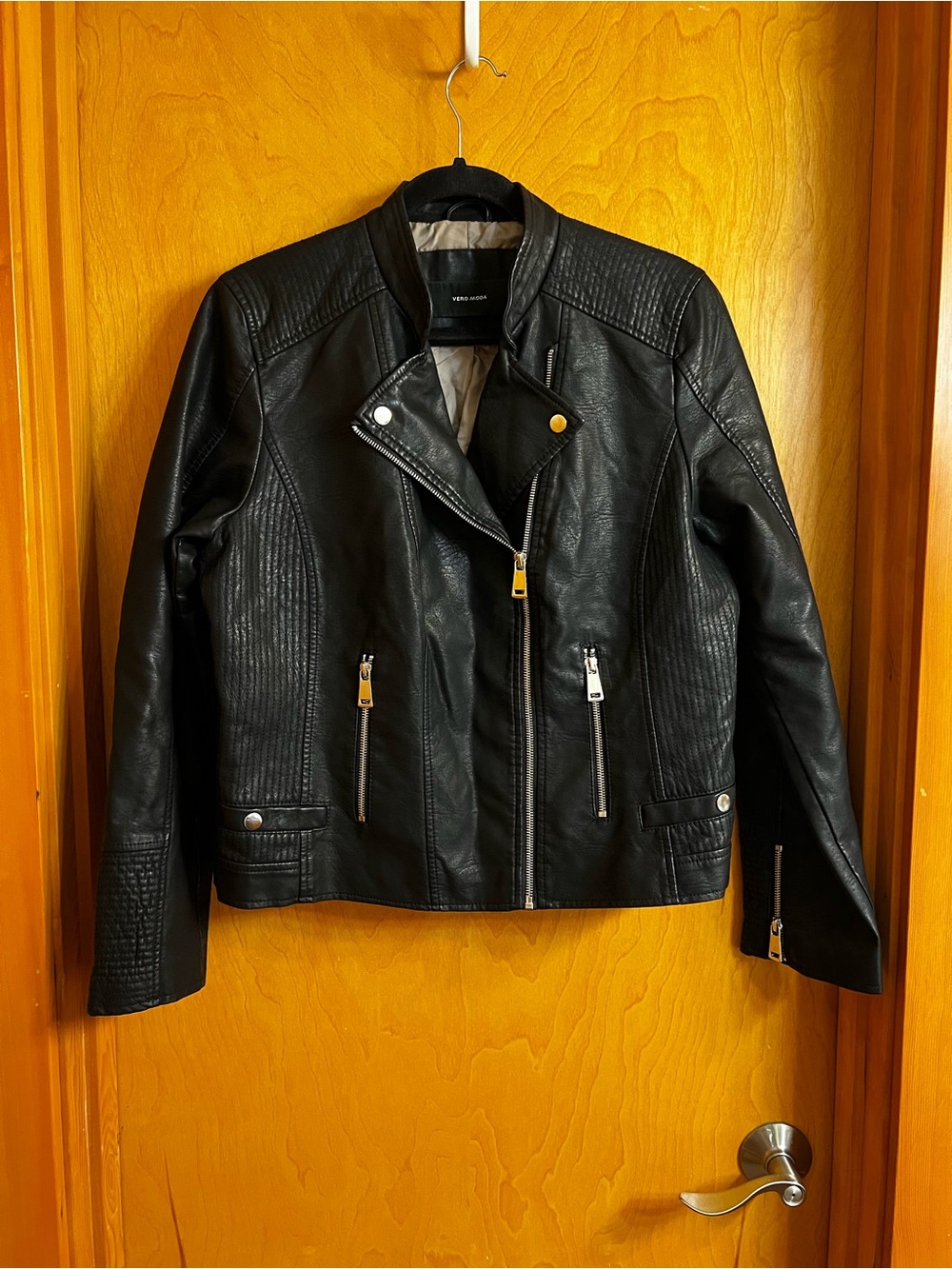 Vero Moda Black Quilted Faux Leather Biker Jacket